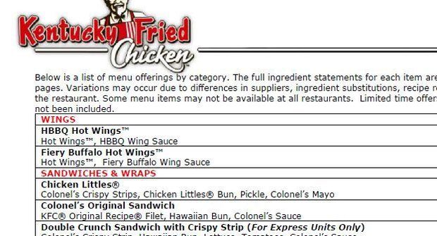 Co obsahuje americké KFC?