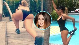 To je ale výstavní pozadí! Khloe Kardashian se rozcvičovala u bazénu.