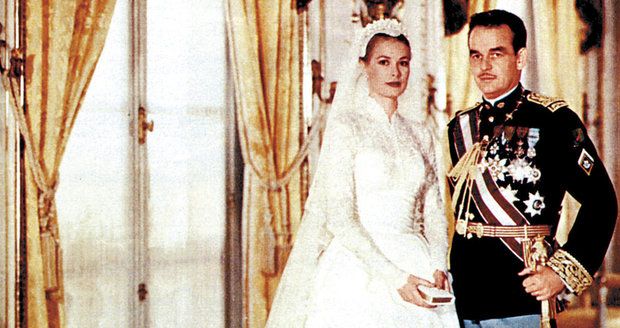 Grace Kelly ve svatební den s Rainierem III., knížetem