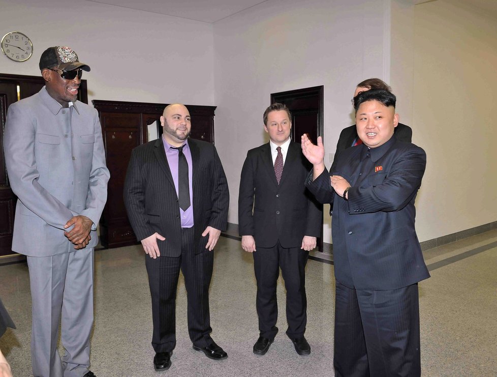 Dennis Rodman na oslavě narozenin diktátora Kim Čong-una