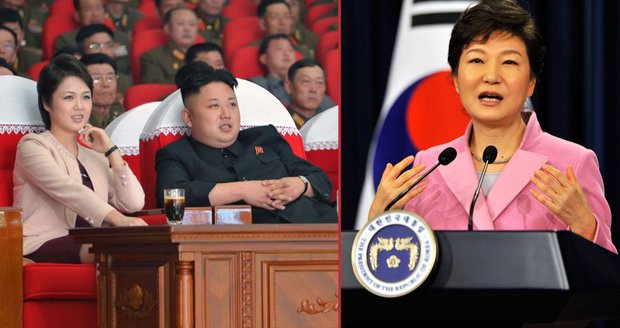 Diktotár Kim Čong-un má za ženu Ri Sol-ču (vlevo). To prezidentka Jižní Koreje je bez manžela