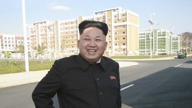 Fotografie z doby, kdy se diktátor Kim opět objevil na veřejnosti. Tentokrát s vycházkovou holí a úsměvem na tváři