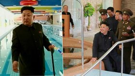 Diktátor Kim u bazénu: Už zase kouká na věci! S úsměvem a vycházkovou holí