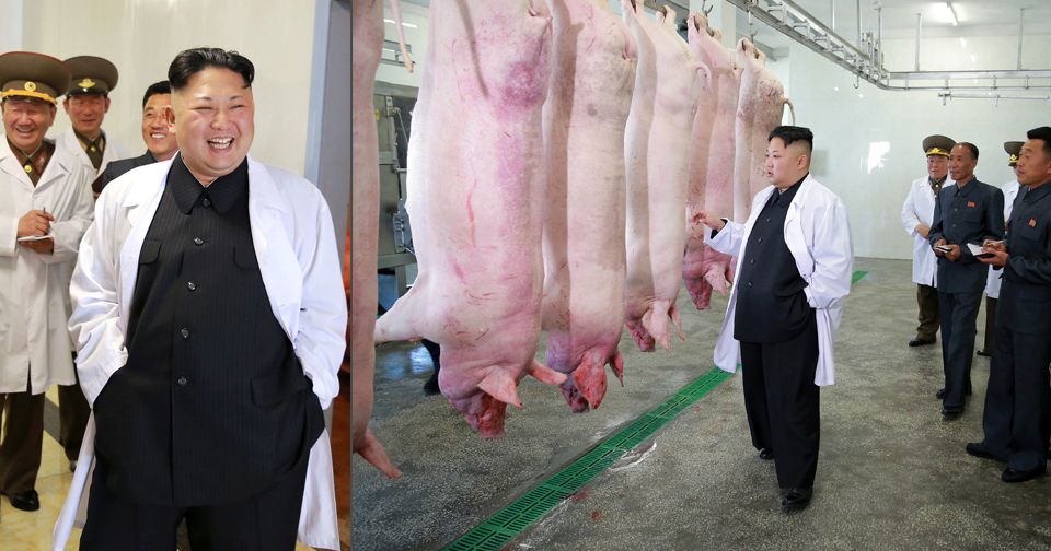 Kim Čong-un při kontrole vepřína, který dodává maso severokorejské armádě.
