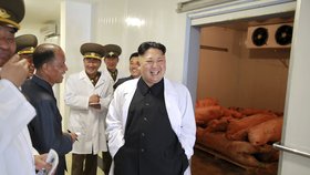 Kim Čong-un při kontrole vepřína, který dodává maso severokorejské armádě.