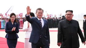 Kim a jeho sestra vítali jihokorejského prezidenta Muna