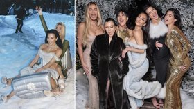 Kim Kardashianová: Zběsilé sáňkování i plýtvání na vánoční párty! Řádila i Paris