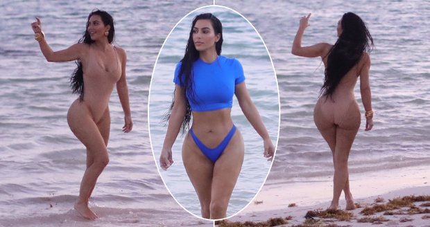 Kim Kardashian se fotí v plavkách značky SKIMS.