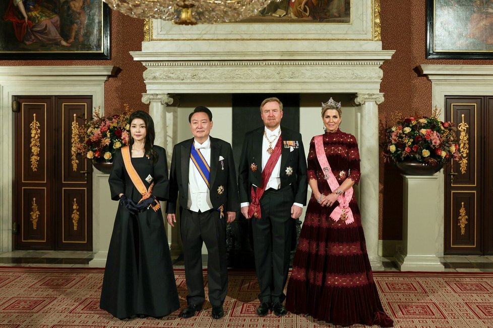 Prezident Jižní Koreje Jun Sok-jol u krále Viléma Alexandra Nizozemského (12. 12. 2023)