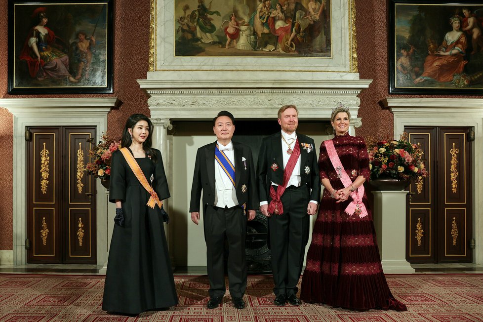Prezident Jižní Koreje Jun Sok-jol u krále Viléma Alexandra Nizozemského (12. 12. 2023)