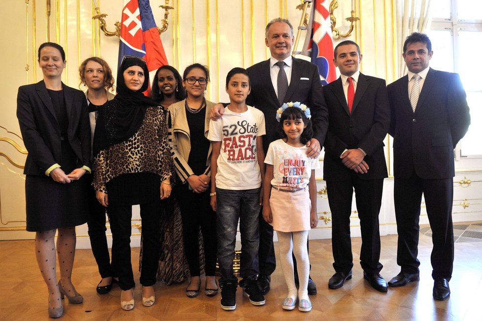 Uprchlíci se slovenským prezidentem