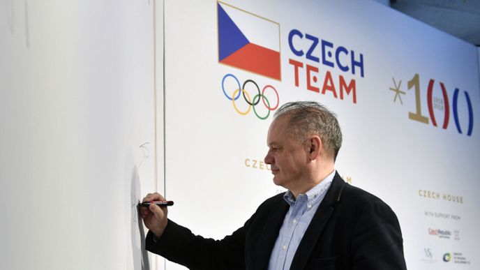 Slovenský prezident Andrej Kiska na otevření Českého domu na olympiádě