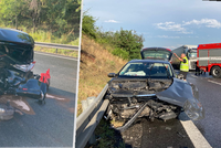 Nehoda na Kladensku: Dálnici uzavřela srážka dvou aut! Zranilo se i dítě