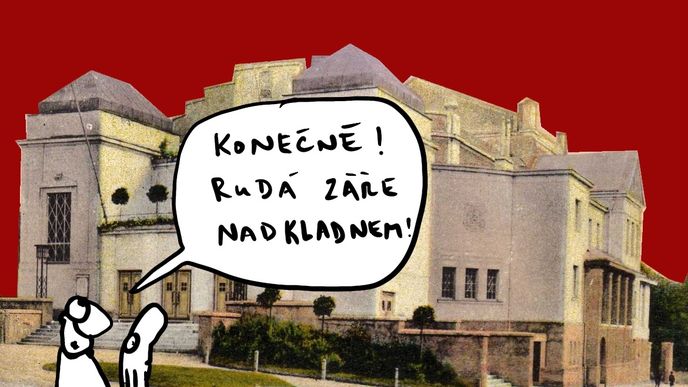 Rudá záře nad divadlem v Kladně