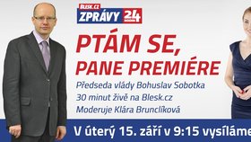 Premiér Bohuslav Sobotka bude živě na Blesk.cz.