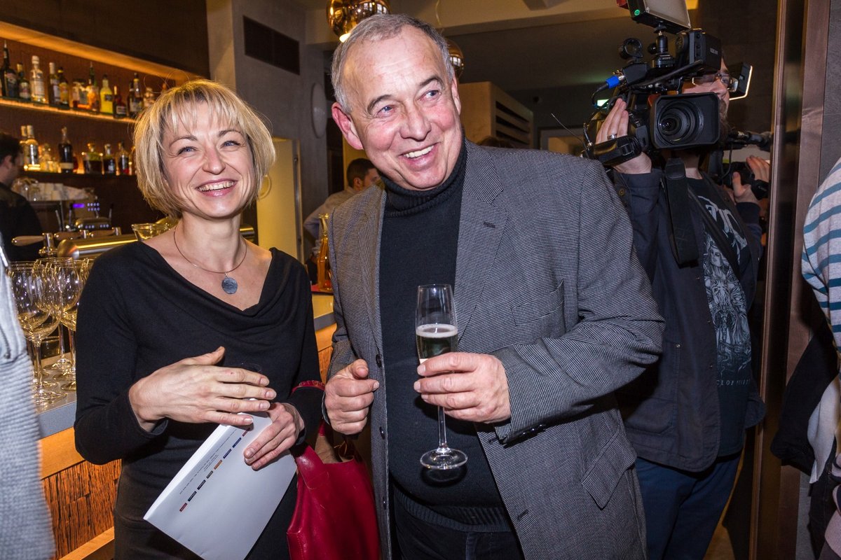Klára Cibulková a Ivan Vyskočil na tiskové konferenci TV Nova v restauraci Mánes
