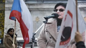 Advokátka Klára Samková na akci Bloku proti islámu