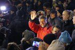 Rumunský prezident Klaus Iohannis při protivládních protestech