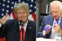 Klaus má kravatu od Donalda Trumpa. „Být Američanem, volím ho,“ přiznal