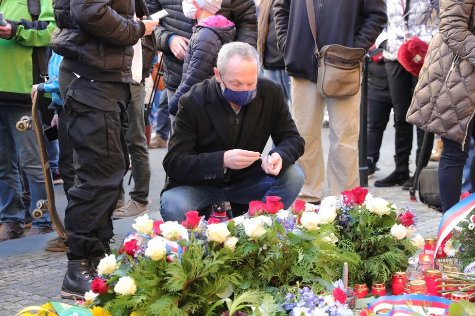 Předseda Trikolóry Václav Klaus ml. na Národní třídě (17. 11. 2020)