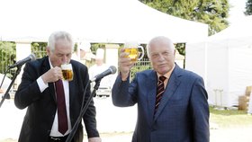 Václav Klaus popíjí se současným prezidentem, Milošem Zemanem.