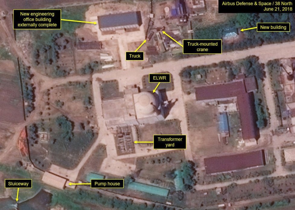 Satelitní snímek jaderného zařízení Jongbjon z 21. června 2018.