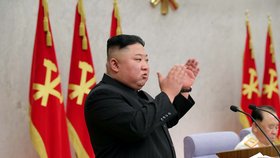 Severokorejský vůdce Kim Čong-un na plenárním zasedání Korejské strany práce, (9.02.2020).