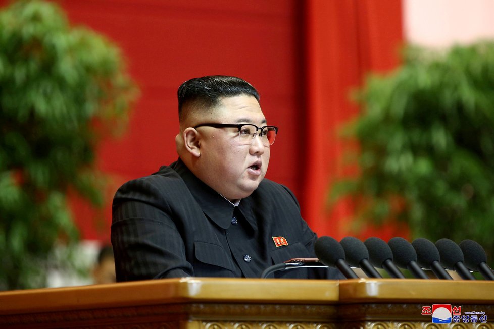 Severokorejský vůdce Kim Čong-un na plenárním zasedání Korejské strany práce, (9. 2. 2020).