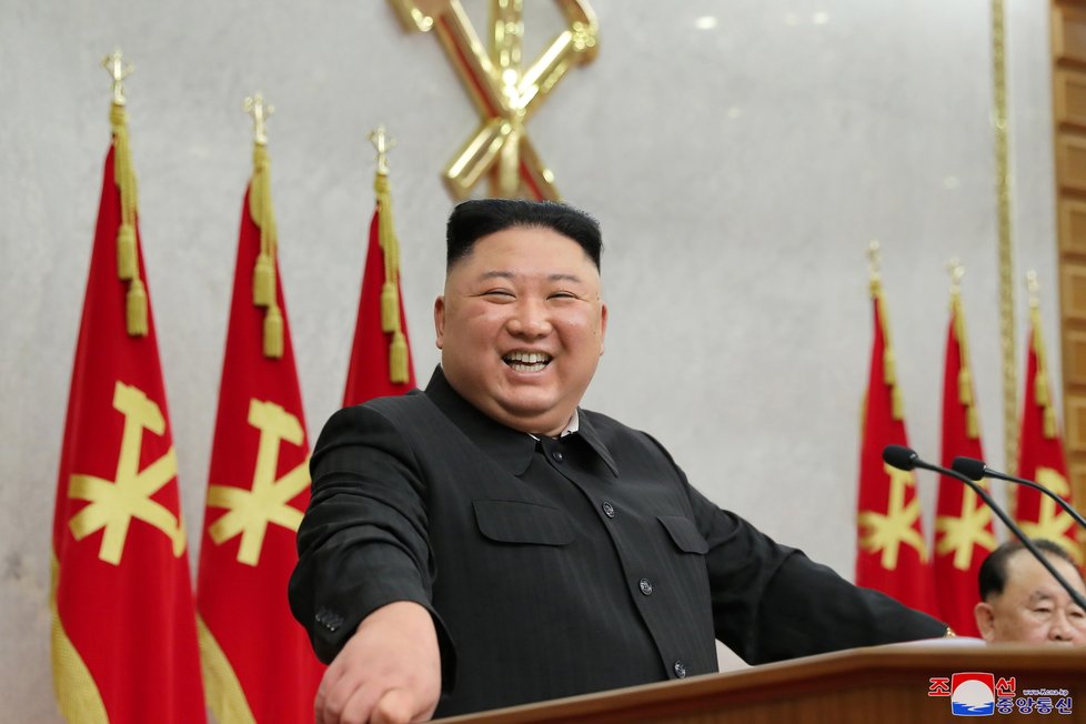 Severokorejský vůdce Kim Čong-un na plenárním zasedání Korejské strany práce, (9. 2. 2020).
