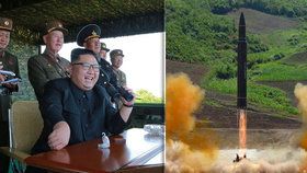 Test raket KLDR a její vůdce Kim Čong-un