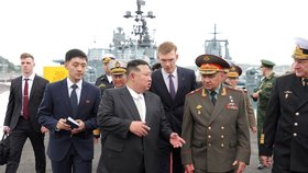Kim Čong-un a Sergej Šojgu ve Vladivostoku (16. 9. 2023)