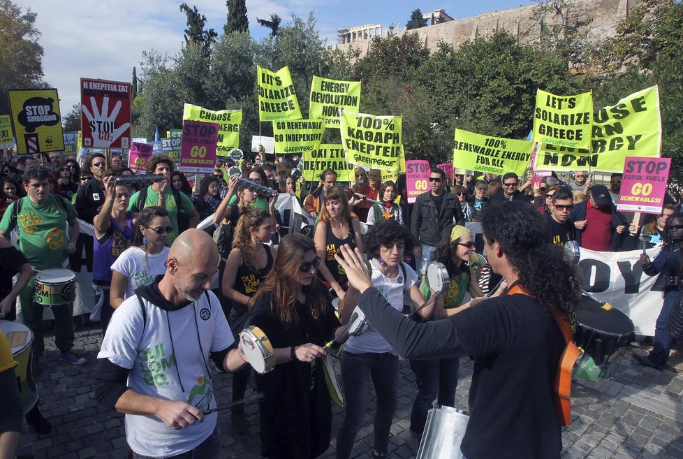 Protesty před klimatickým summitem: Athény