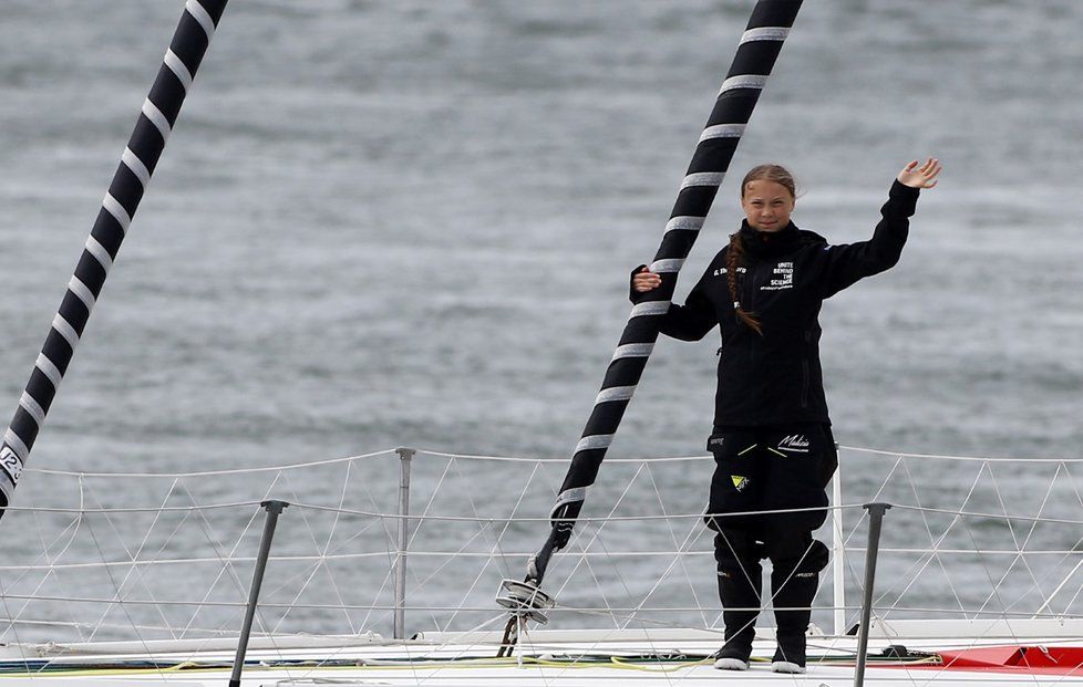 Švédská ekologická aktivistka Greta Thunbergová (16) se vydala z přístavu Plymouth na jihozápadě Anglie na plavbu přes Atlantik. (14. 8. 2019)