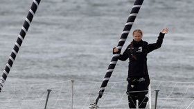 Švédská ekologická aktivistka Greta Thunbergová (16) se vydala z přístavu Plymouth na jihozápadě Anglie na plavbu přes Atlantik. (14.8.2019)