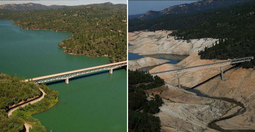 Jezero Oroville, Kalifornie, červen 2010 — srpen 2016.