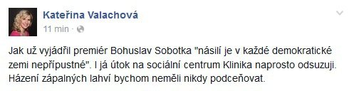 Reakce na útok na centrum Klinika: Ministryně školství Kateřina Valachová (ČSSD)