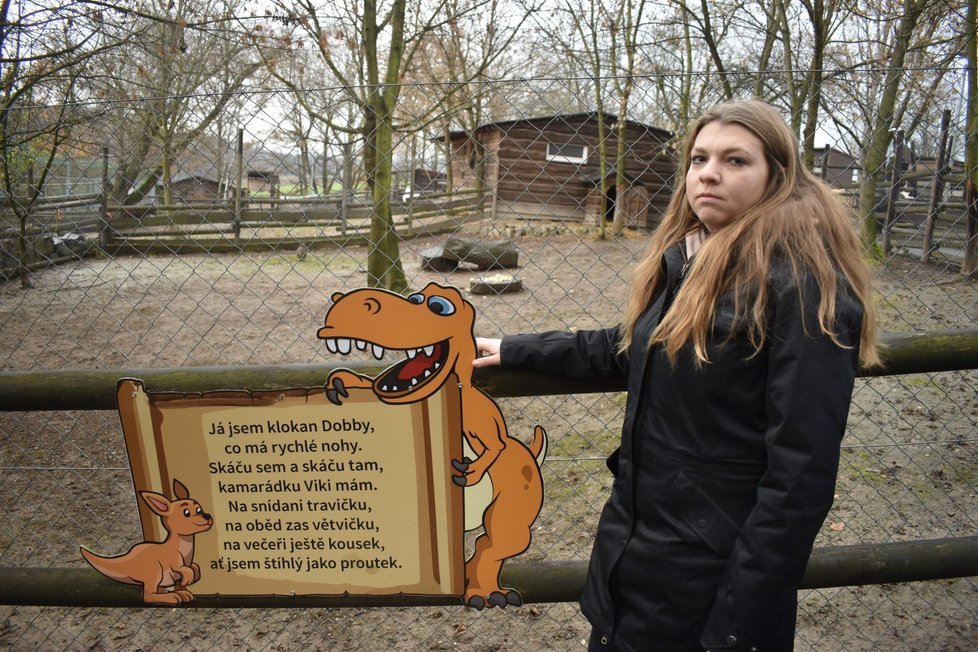 Ředitelka Skalka Family Parku Barbora Kalíšková u výběhu Dobbyho a jeho klokaních parťáků.