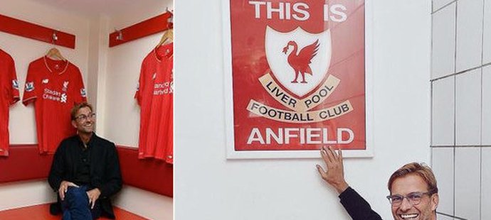 Trenér Jürgen Klopp se ve svůj první den v Liverpoolu hodně nasmál a pobavil i ostatní