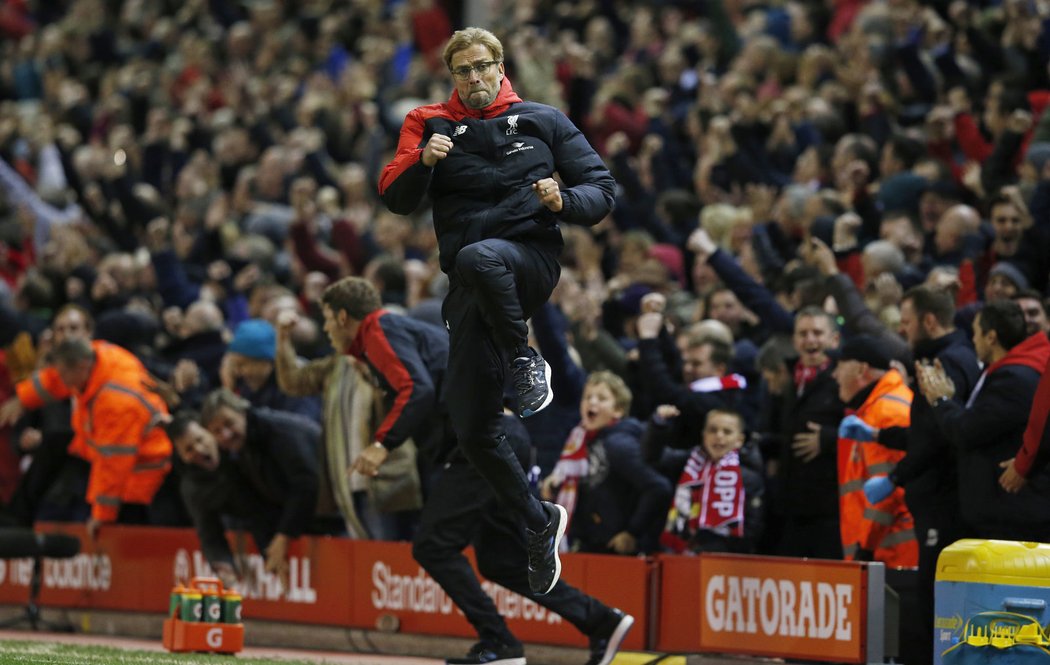 Trenér Liverpoolu Jürgen Klopp předvedl bláznivou oslavu gólu