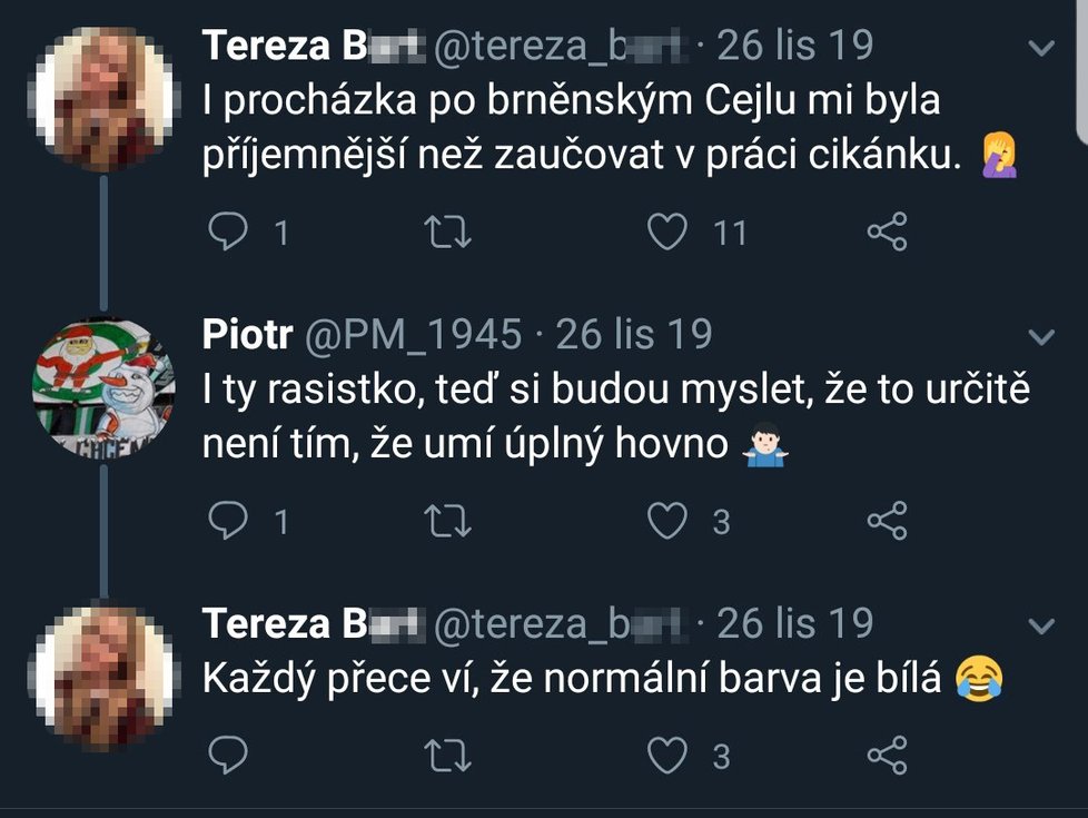 Knihkupkyně Tereza B. z Jablonce se na sociální síti Twitter rasisticky projevovala a veřejně zesměšňovala uchazeče o práci.