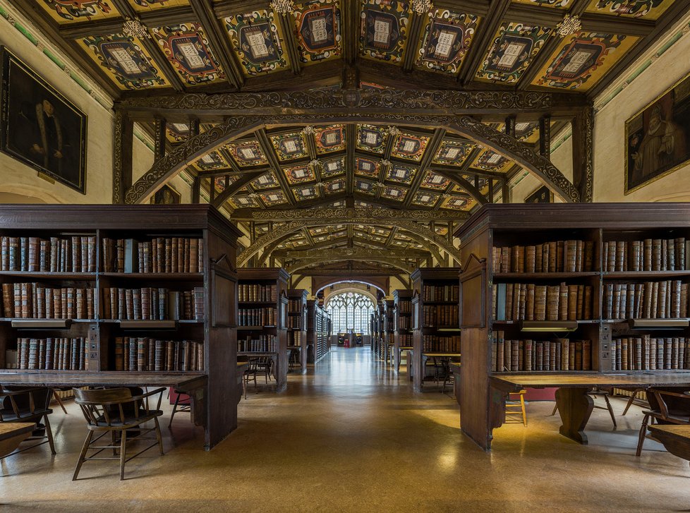 Duke Humfrey&#39;s Library Interior 6, Bodleian Library, Oxford, Velká Británie