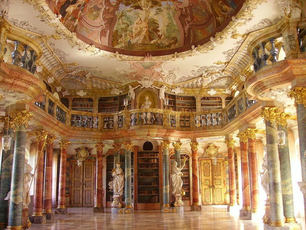 Bibliothekssaal Kloster Wiblingen, Ulm, Německo