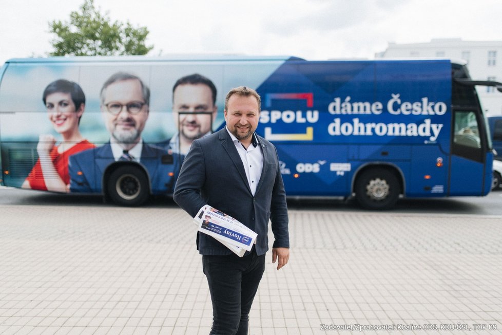 Marian Jurečka (KDU-ČSL) při kampani Spolu do Poslanecké sněmovny ve volbách 2021