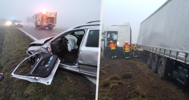 Na Chrudimsku se srazilo auto s kamionem: Bezohlední řidiči neumožnili průjezd záchranářům
