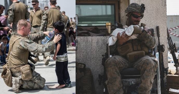 Snímky amerických vojáků s malými dětmi nejsou výjimkou. 