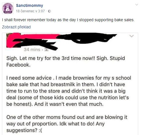 Stížnost anonymní matky se objevila na Facebooku.
