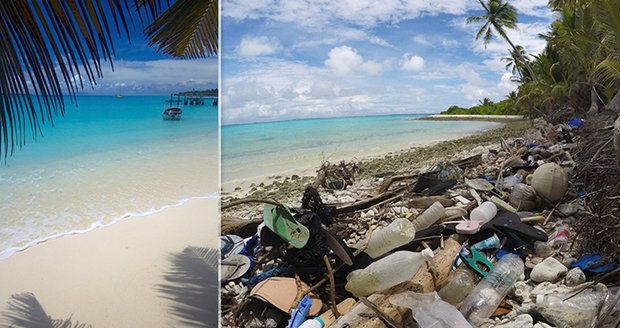 Tropický ráj se změnil na smetiště. Pláže pokryly tisíce tun naplavených plastů