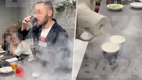 Sergey a nápoj obsahující tekutý dusík