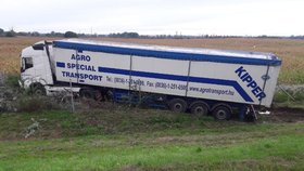 Řidič maďarského kamionu ve středu ráno zkolaboval a zemřel na dálnici D2 u Břeclavi, neovladatelné vozidlo sjelo do příkopu. Příčinu úmrtí objasní až pitva.