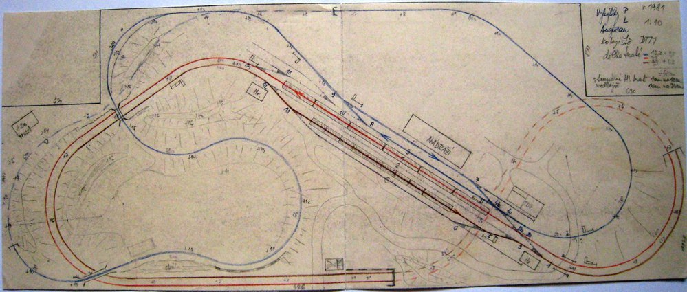 Plán kolejiště před výstavbou